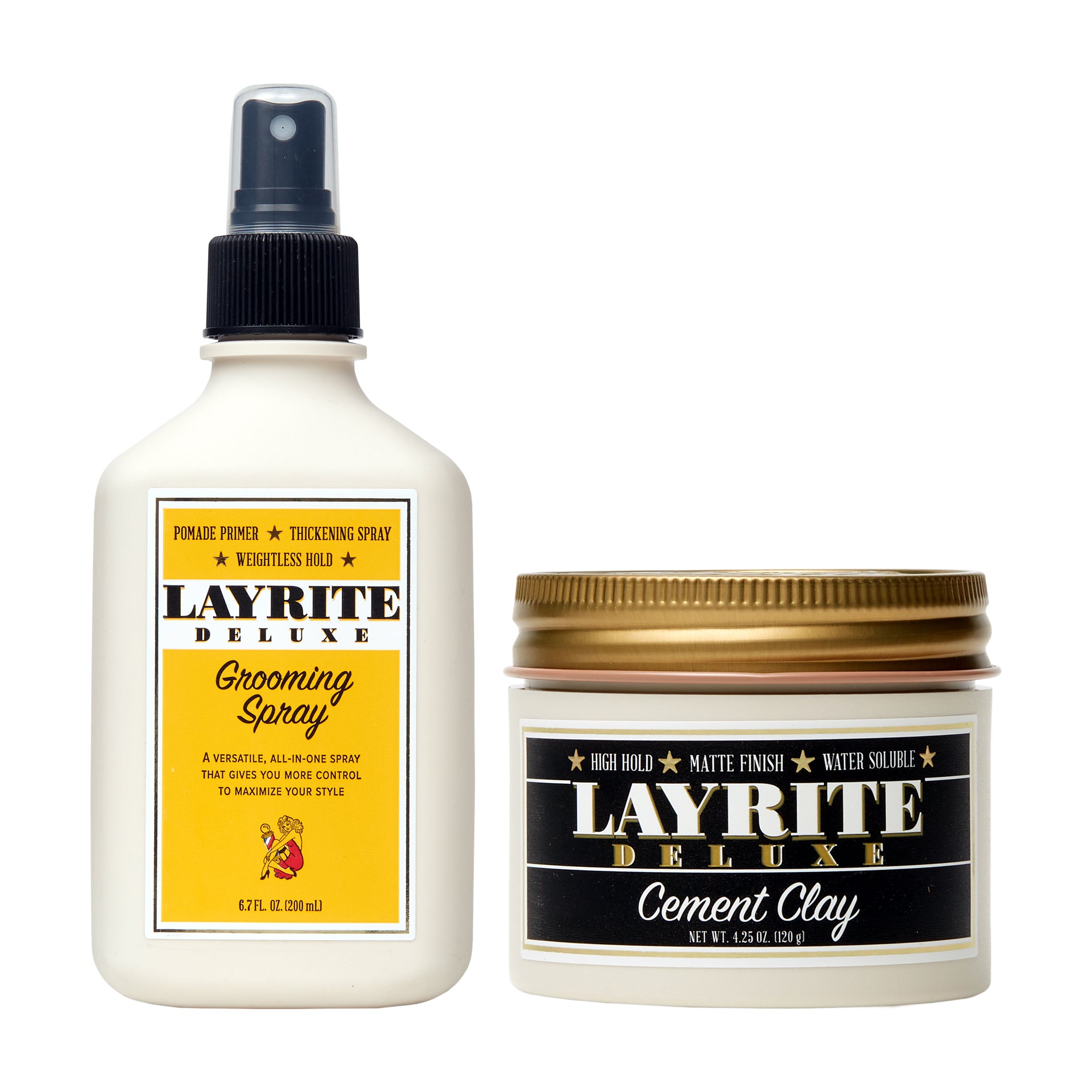 Style & Set Bundle – Cement Hair Clay + Grooming Spray – Layrite