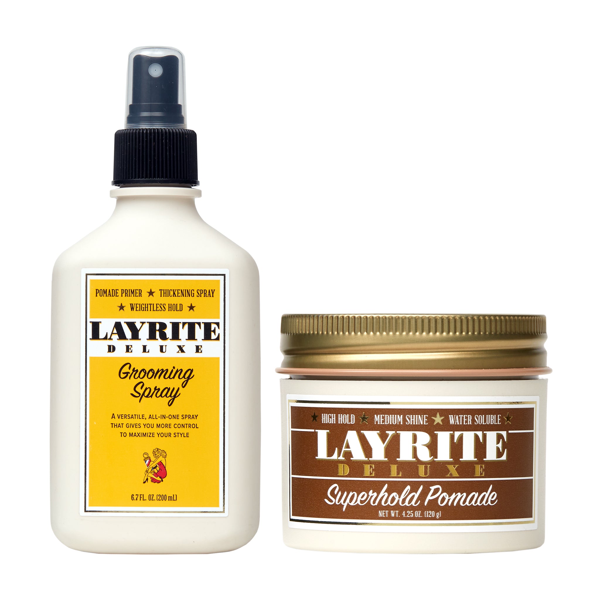 【新品未使用】LAYRITE Superhold Pomade３個セット Maximum Control Bundle – Superhold Pomade + Grooming Spray – Layrite