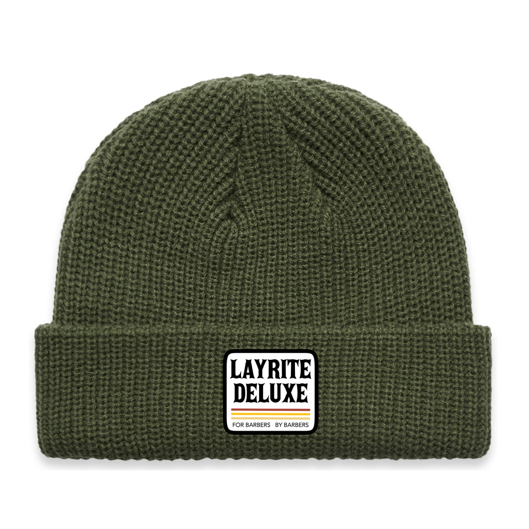 Olive Green Cable Cuff Beanie